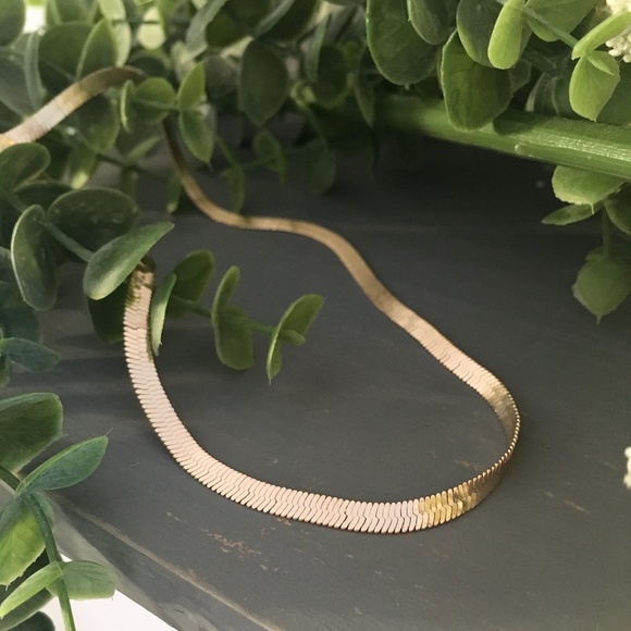Flat Snake Gold Chain Minimalist Choker Necklace - Picture 4 of 8